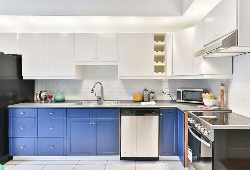 blue and white kitchen furniture